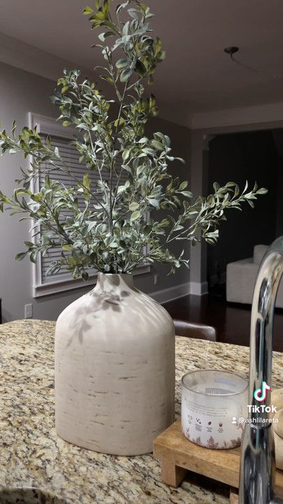 Vase With Greenery Decor, Large Vase With Greenery, Hobby Lobby Table Centerpiece, Hobby Lobby Vase, Target Vase Decor, How To Decorate With Vases, Hobby Lobby Flower Arrangements, Large Vase Centerpieces, Hobby Lobby Floral Arrangements