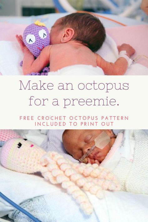 Octopus Knitting Pattern, Octopus Crochet Pattern Free, Octopus Knitting, Preemie Octopus, Diy Laine, Preemie Crochet, Simple Knitting, Easy Quilting, Octopus Crochet Pattern