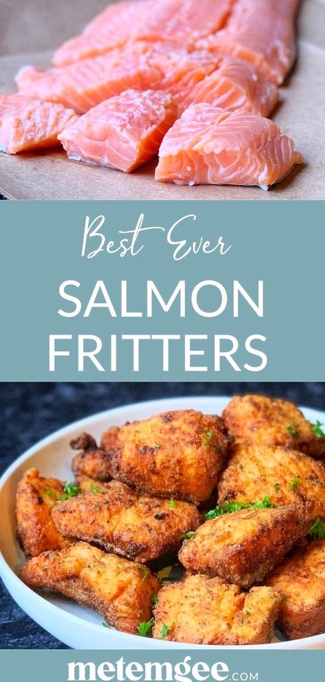 Looking for a Whole30-friendly recipe that's both healthy and flavorful? Try these salmon nuggets! These tasty bites are a perfect alternative to traditional chicken nuggets. Plus, they're loaded with heart-healthy omega-3 fatty acids and packed with protein. Serve them as a snack, appetizer or even as a main course with a side of roasted vegetables. With this recipe, you can enjoy delicious and guilt-free salmon nuggets that are Whole30-friendly! Salmon Nuggets Recipe, Salmon Nuggets, Salmon Bites Recipe, Guyanese Recipes, Seafood Dinners, Crispy Salmon, Pescatarian Diet, Plant Vegetables, Flaked Salmon