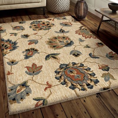 Darby Home Co Cohee Beige/Blue Area Rug Rug Size: 63" W x 90" L Orian Rugs, Plush Collection, Cheap Rugs, Diy Rug, Shag Area Rug, Silver Area Rug, Sisal Rug, Blue Area Rug, Rectangular Rugs