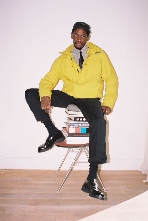 Prada Outfit Men, Asap Nast, Yellow Jacket Outfit, Prada Store, Instagram Profile Picture, Tie Outfit, Prada Loafers, Dressy Attire, Male Celebrities