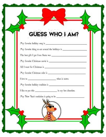 Guess who I am Game by 31 Flavors of Design | TPT Fun Holiday Games, Christmas Gift Games, Christmas Party Activities, Xmas Games, Fun Christmas Party Games, Fun Christmas Games, Christmas Games For Family, Christmas Gift Exchange, Holiday Party Games