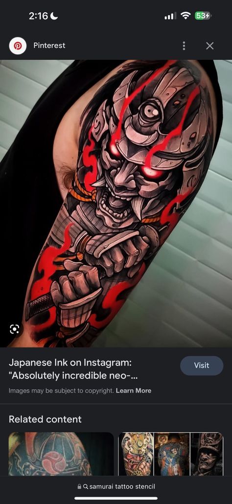 Wave Tattoo Sleeve, Nature Lover Tattoo, Top Of Shoulder Tattoo, Samurai Mask Tattoo, Mascara Oni, Tattoos Abstract, Samurai Tattoo Sleeve, Shoulder Armor Tattoo, Tattoos Japanese