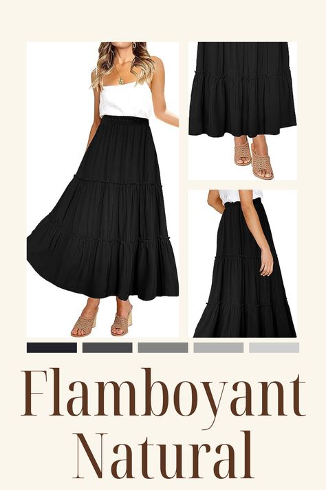 Afibi Womens High Waist A Line Ruffle Swing Long Maxi Skirt with Pockets perfect for flamboyant natural kibbe body types Flamboyant Natural Kibbe, Kibbe Body Types, Natural Kibbe, Maxi Skirt With Pockets, Flamboyant Natural, Vintage Maxi Skirt, Long Maxi Skirt, Natural Line, Natural Women