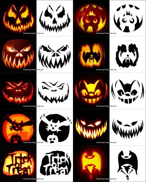 Scary Pumpkin Carving Templates, Halloween Pumpkin Ideas Carving, Pumpkin Carving Ideas Printables, Scary Pumpkin Carving Ideas Templates, Pumpkin Carving Ideas Unique, Jack O Lantern Templates, Bat Pumpkin Carving, Free Printable Pumpkin Carving Stencils, Scary Pumpkin Carving Patterns