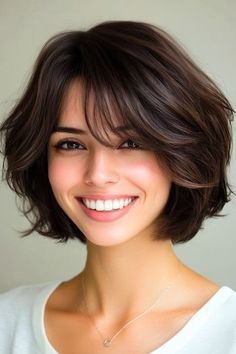 Beauty and Makeup: #beauty, #makeup, #skincare, #haircare Thick Hair Layers, Thick Bob, Layered Haircuts For Thick Hair, Short Angled Bobs, Layered Bob With Bangs, Hair Layers, Wavy Layers, Haircuts For Thick Hair, Feathered Bangs