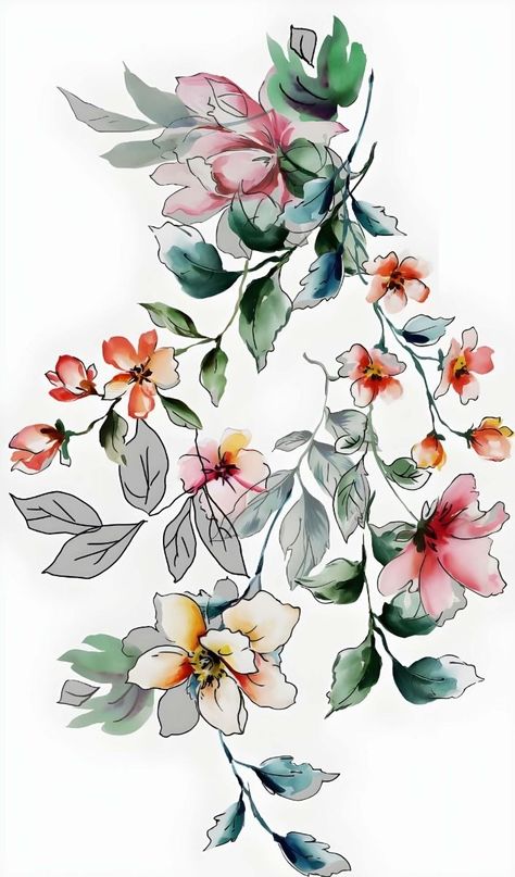 Beautiful Live Wallpaper, Flower Elements, Watercolor Flowers Pattern, Mughal Art Paintings, Beautiful Flower Drawings, Botanical Flower Art, Flower Art Images, Flower Prints Art, Flower Phone Wallpaper