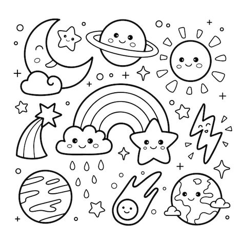 Sticker Coloring Pages, Printable Doodle Pages, Cute Drawing Pages, Coloring Book Art Easy, Doodle Art With Color, Cute Simple Coloring Pages, Doodle Coloring Pages Free Printable, Aesthetic Coloring Pages Simple, Cute Colouring In Pages