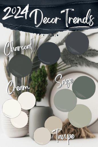 New Paint Colors to Use in 2024 (From Every Brand!) - Mod & Mood Sage Green With Black Accents, Mountain Paint Colors Interior, One Wall Bedroom Paint Colors, Gray House Color Scheme Interiors, Charcoal Grey And Green, Paint Colors Of The Year 2024, 2024 Home Paint Color Trends, Modern Organic Paint Colors Benjamin Moore, Whole Home Paint Palette