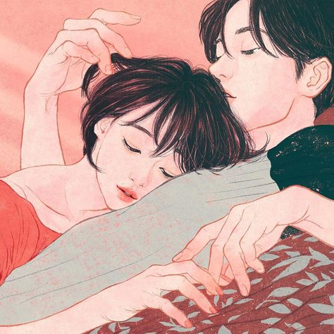 Korean Illustrator Captures Love And Intimacy So Well That You Can Almost Feel It — Koreaboo Relationship Drawings, Korean Illustration, Art Amour, Illustration Art Nouveau, Drawing Eyes, Cover Wattpad, Art Couple, Cute Couple Drawings, Couple Illustration