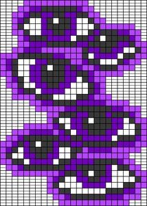 Alpha Patterns Perler Beads, 15x15 Pixel Art, Paper Pixel Art, Spiral Pixel Art, Eye Cross Stitch, Perler Bead Patterns Emo, Witchy Perler Beads, Glitch Pixel Art, Eye Pixel Art