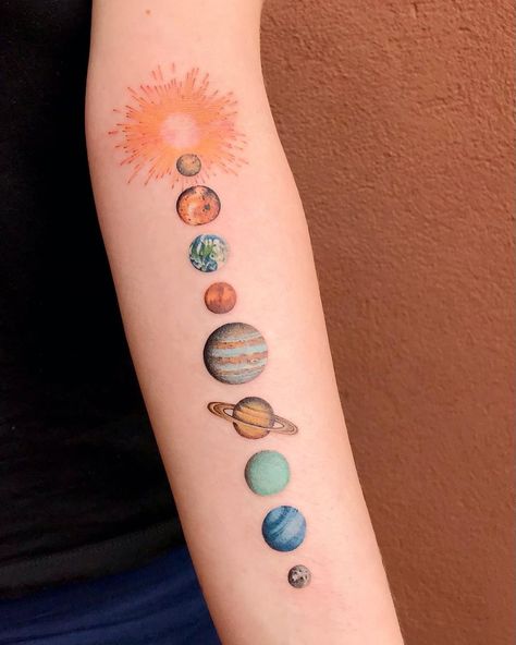 Astrology Tattoo Ideas, Pixie Tattoo, Cosmos Tattoo, Planet Tattoo, Astronomy Tattoo, Cosmic Tattoo, Solar System Tattoo, Astrology Tattoo, Universe Tattoo