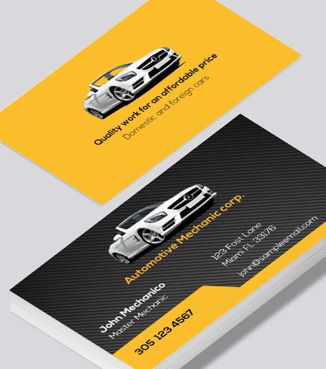 Automotive mechanic business card Automotive Business Cards, Mechanic Business Cards, Mechanic Business, Visit Card, Buisness Cards, Automotive Business, Modern Business Cards Design, Business Card Designs, Automotive Care