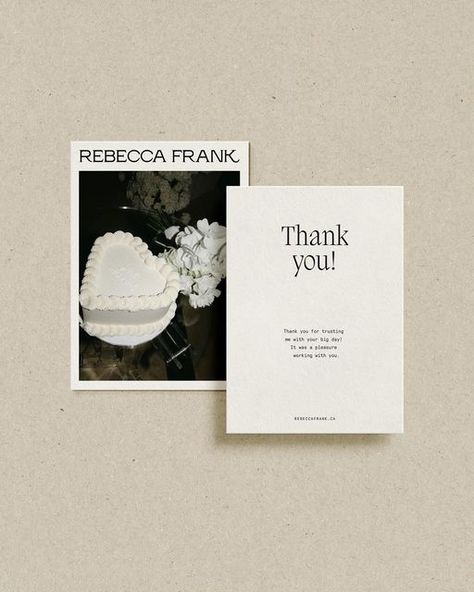 Lindsay — Brand & Website Designer on Instagram: "Cutie thank you card concepts for @rebeccafrank.co 🤭🍰 which one is your favourite?" Fashion Thank You Card, Branded Thank You Cards, Branding Thank You Card, Packaging Thank You Card, Pr Package Card, Thank You Order Cards, Brand Thank You Card Design, Thank You Card Inspiration, Luxury Thank You Card