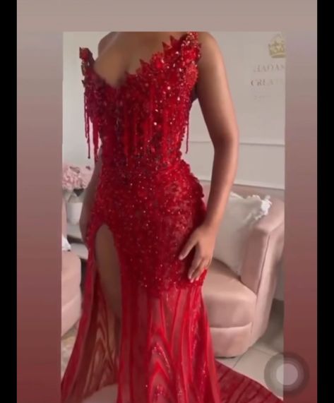 Custom Red Prom Dress, Red Diamond Prom Dress, Gold And Red Prom Dress, Red Md Dresses, Red Prom Ideas, Red Matric Dance Dresses, Red Prom Dress Inspiration, Red Fitted Prom Dress, Red Prom Dress Black Women