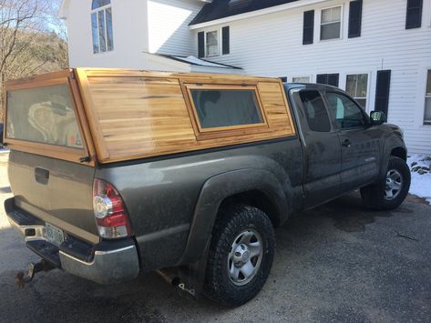 Diy Wood Truck, Truck Camper Diy, Wood Truck Bed, Pickup Truck Camper Shell, Truck Bed Toppers, Wood Truck Bedding, Wooden Truck Bedding, Pickup Truck Camper, Truck Shells