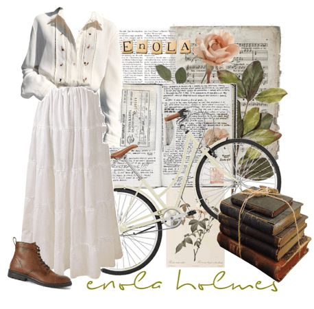 Enola Holmes Outfit Ideas, Enola Holmes Aesthetic Outfits, Enola Holmes Inspired Outfits, Enola Holmes Dress, Ideas For Journal, Bookworm Clothes, Korean Eye, New Look Fashion, Korean Eye Makeup