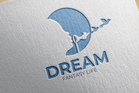 Fantasy Dream Logo by Medianeka on @creativemarket . This Fantasy Dream Logo suitable for your creative company.  Creative logo - negative space logo #kidslogo #playful #negativespace #logo Color Grading Photoshop, Logo Voyage, Baby Logo Design, Fantasy Logo, Cloud Logo, Fantasy Dream, Dream Logo, Logo Generator, Space Logo