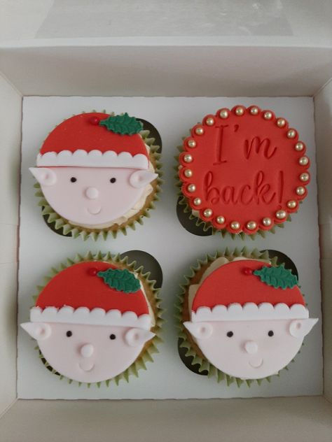 Elf Cupcakes Ideas, Elf On The Shelf Cupcakes Ideas, Elf On The Shelf Cupcakes, Elf Cupcakes, Festive Bakes, Fondant Dog, Xmas Cakes, Craft Cake, Christmas Cupcake Toppers