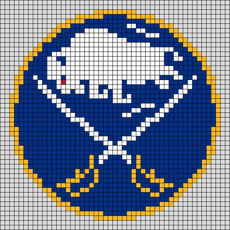 Alpha pattern #127841 | BraceletBook Buffalo Bills Cross Stitch Pattern, Buffalo Sabres Hockey, Sabres Hockey, Sports Ideas, Nhl Logos, Minecraft Pixel Art, Buffalo Sabres, Beading Ideas, Perler Patterns