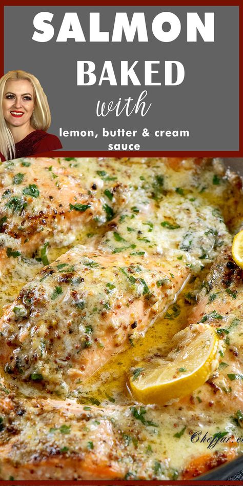 Salmon With Mustard Cream Sauce, Lemon Garlic Sauce For Salmon, Salmon With Sour Cream, Salmon With Avocado Cream Sauce, Cheesecake Factory Salmon Lemon Sauce, Creamy Lemon Sauce For Salmon, Salmon Lemon Garlic Cream Sauce, Salmon Garlic Cream Sauce, Salmon Recipes With Heavy Cream