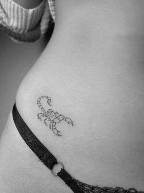 Scorpio Tattoo Scorpion, Behind Ear Scorpio Tattoo, Minimal Scorpion Tattoo, Zodiac Tattoo Ideas Scorpio, Scorpion Tatoos Girly, Dainty Scorpion Tattoo, Minimal Scorpio Tattoo, Scorpio Sagittarius Tattoo, Scorpion Minimalist Tattoo