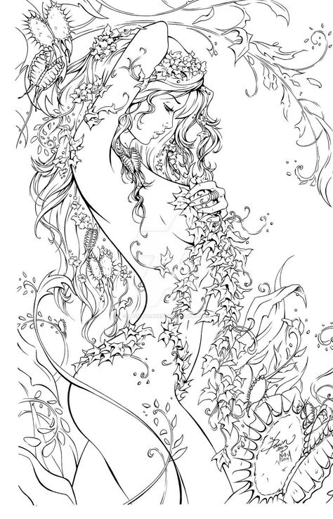 Coloring Pages For Grown Ups, Adult Coloring Books Printables, Adult Colouring Printables, Adult Coloring Designs, Detailed Coloring Pages, Fairy Coloring Pages, Free Adult Coloring Pages, White Drawing, Tattoo Design Book