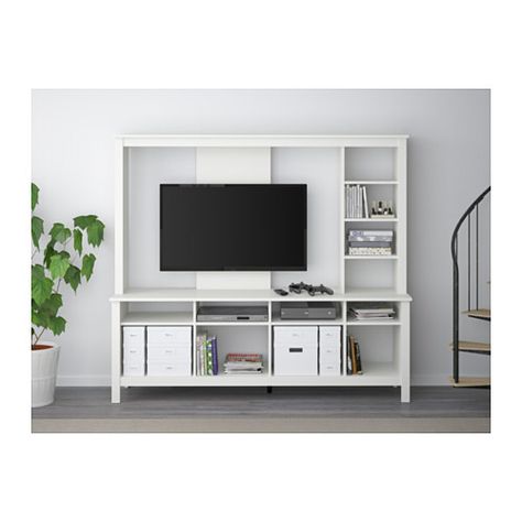 IKEA tv stand: tomnas Lappland Tv Storage, Ikea Lappland, Ikea Entertainment Center, Diy Storage Unit, Ikea Tv Unit, Living Room Decor Tv, Ikea Shelving, Ikea Tv Stand, Tv Kastenwanden