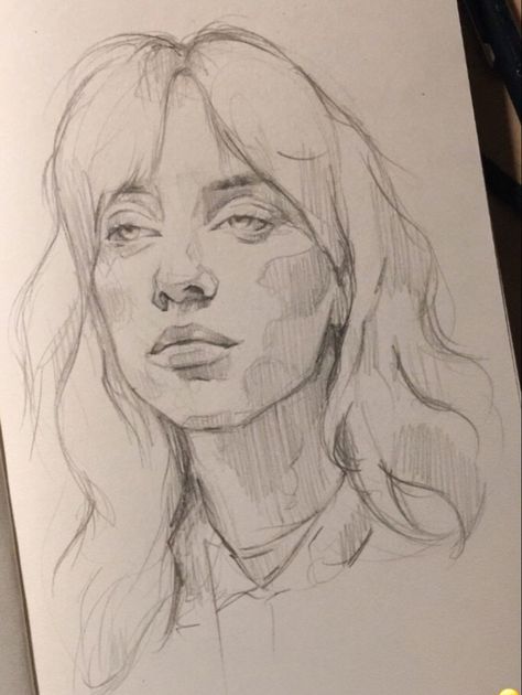 Scary Portraits Drawing, Celeb Drawings Realistic, Lisa Simpson Sketch, Line Art Portrait Faces, Portrait Sketches Simple, Drawing Of Billie Eilish, Celeb Drawings, Practice Drawing Faces, Harry Potter Art Drawings