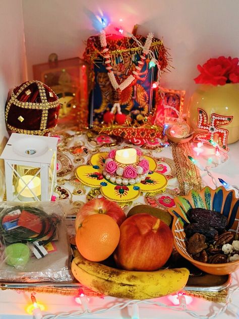 #navratri #pooja #jaimatadi Navratri Pooja At Home, Navratri Pooja Decoration At Home, Navratri Decoration At Home, Navratri Pooja, Mandir Decoration, Pooja Decor, Navratri Special, Home Temple, Bali