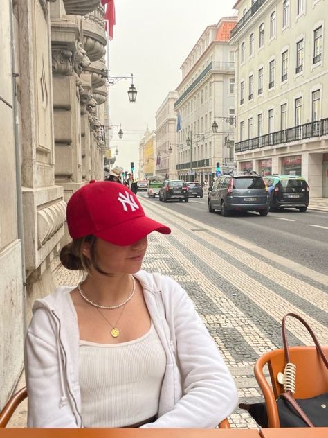 Red Cap Outfit, Trucker Hat Outfit, Red Trucker Hat, Polo Cap, Cap Outfit, Hat Outfit, Red Cap, Summer Fashion Dresses, Adidas Sport