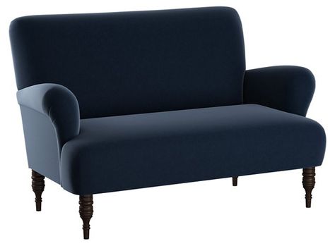 Striped Settee, Furniture Design Unique, Velvet Settee, Navy Velvet Sofa, Peacock Velvet, Grey Velvet Sofa, Green Couch, Settee Sofa, Navy Velvet