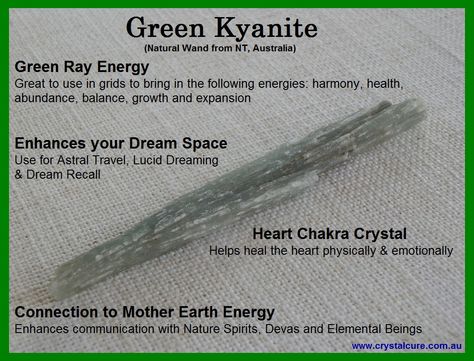 Green Kyanite Crystal Meaning, Green Kyanite Meaning, Kyanite Meaning, Crystal Powers, Crystal Benefits, Stone Meanings, Stone Magic, Crystal Tips, Green Kyanite