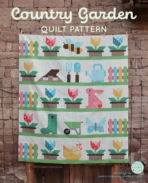 Garden Quilt Blocks, Spring Quilt Patterns, Garden Party Quilt Pattern, Easter Quilts Wall Hangings, Stitchers Garden Quilt, Hello Spring Quilt Pattern, Easter Quilt, My Whimsical Quilt Garden, Garden Quilt Pattern