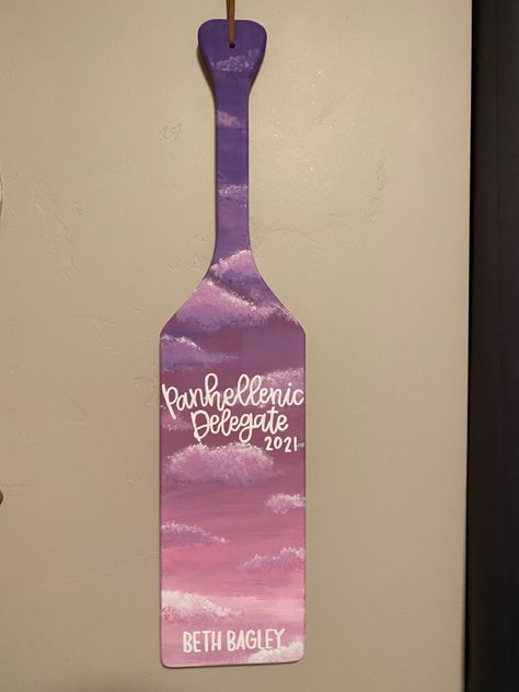 Sorority Paddles Aesthetic, Aesthetic Sorority Paddles, Cute Sorority Paddles, Paddle Ideas Sorority, Sunset Paddle Sorority, Frat Paddles, Sorority Paddles Ideas, Beach Paddle Sorority, Blue Paddle Sorority