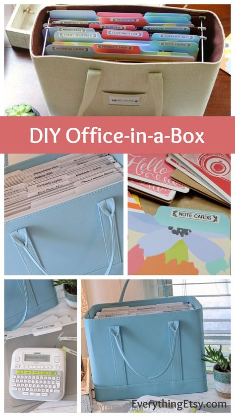 Creating an Office-in-a-Box - Get Organized - Etsy Business Goodness on EverythingEtsy.com Mobile Office Organization, Mobile Office Ideas, Office In A Bag, Sunday Basket, Possibles Bag, Rustic Boutique, Organizing Stuff, Office Tips, Morning Basket