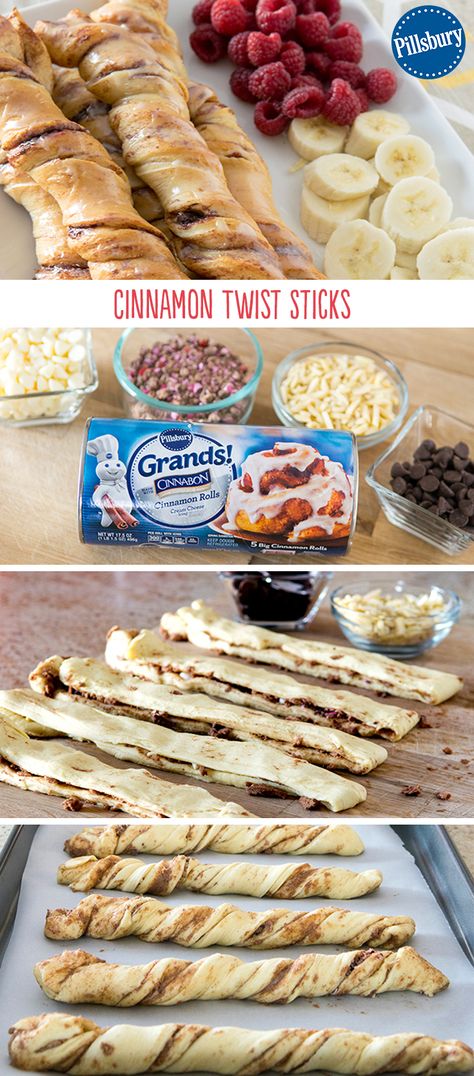 Make breakfast fun with these easy Cinnamon Twist Sticks! They come together in a snap with Pillsbury Grands! Cinnamon Rolls and are fun for the whole family. Have your kids help you prepare them in the morning.  Happy eating! Grands Cinnamon Rolls, Cinnamon Twist, Pillsbury Grands, Cake Light, Cinnamon Twists, Happy Eating, Kids Breakfast, Kids Help, Birthday Breakfast