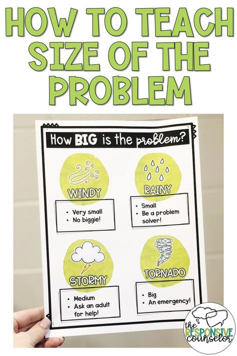 Solution Focused School Counseling, Counseling Lessons For Elementary, Elementary Sel Lessons, Sel Lessons Elementary, Sel Activities For Elementary School, Meet The Counselor, Size Of The Problem, Sel Activities, School Counseling Lessons