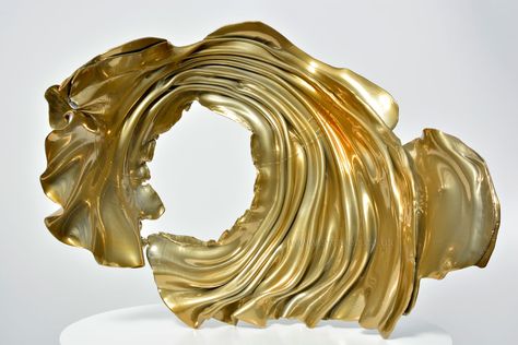 Gold Objects, Gold Sculpture, Gold Sculpture Art, Yellow Sculpture, Freedom Sculpture Abstract, Non Objective Art Sculpture, Underwater Sculpture, Sculpture Textile, Jewel Drawing