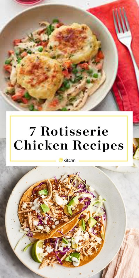 7 Recipes for Leftover Rotisserie Chicken | Kitchn Leftover Rotisserie Chicken Recipes, Rotisserie Chicken Recipes Leftover, Rotisserie Chicken Tacos, Recipes Using Rotisserie Chicken, Quick Chicken Dinner, Leftover Rotisserie, Chicken Tikka Masala Recipes, Leftover Chicken Recipes, Broiled Chicken