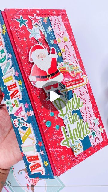 Conny Craig| on Instagram: "I can’t even begin to tell you how much fun I’m having crafting all this mini Christmas albums this year. This one has a Traveler’s Notebook style. 

https://www.simplestories.com/blogs/news/deck-the-halls-album

The first things you will need to start the project are chipboard pieces measuring 8.5 by 4 (2) and for the spice 8.5 by 1.75(1 3/4). Double-sided adhesive & Cardstock - I used Mix & A-Mingle Collection.

I covered the chipboard pieces with the card stock and then used my sewing machine to add stitching to the covers, I love adding stitching to my mini albums, you can add, leave it or stitch it by hand, and add your favorite style of stitching. It makes it authentic-YOU! 
 
On the cover page, I ripped and distressed a few pieces of paper, and adhered th December Challenge, Christmas Mini Albums, Christmas Albums, New Deck, December Daily, Mini Christmas, Cover Page, Simple Stories, Double Sided Adhesive