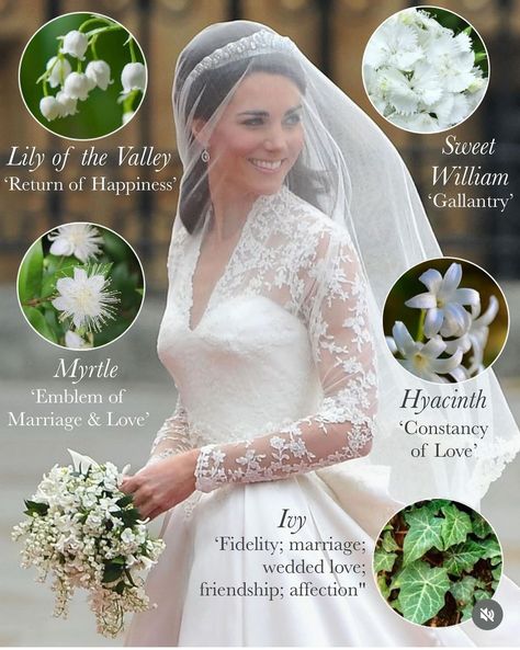 Kate Middleton Wedding Cake, Kate William Wedding, Kate Middleton Wedding Hairstyle, Royal Bridal Bouquet, Kate Middleton Bouquet, Kate Middleton Wedding Bouquet, Kate Middleton Wedding Hair, Lily Of The Valley Bridal Bouquet, Royal Garden Wedding