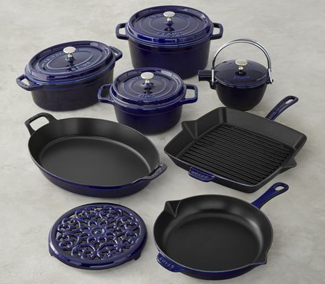 Staub 12-Piece Cast-Iron Cookware Set https://www.prevention.com/food/best-cast-iron-cookware-sets/slide/3 Assiette Design, Staub Cookware, Cast Iron Cookware Set, Induction Cookware, Cast Iron Pot, Grill Set, Pots And Pans Sets, Cast Iron Cooking, Enameled Cast Iron