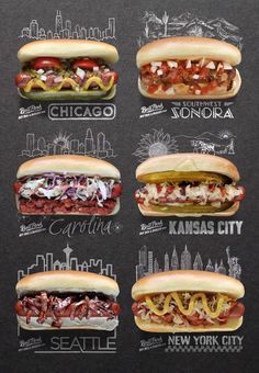 Stadium Hot Dogs, Types Of Hot Dogs, New York Dog Recipe, New York Style Hot Dog, Tailgate Sandwiches, New York Hot Dog, American Hot Dog, American Hot Dogs, Masakan Malaysia