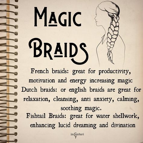 Incantari on Instagram: “Evening Loves! Here are some of my favorite witch braids to incorporate some knot magic into your everyday self-care by matching your…” Knot Magic, Glamour Magick, Bruce Lipton, Spell Work, Grimoire Book, Witchy Tips, Witch Spirituality, Wiccan Spell Book, Witchcraft Spell Books