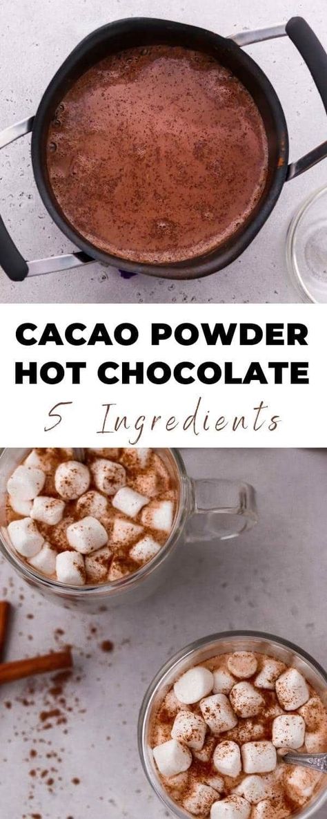 Hot Chocolate With Cocoa Powder, Cacao Hot Chocolate, Cacao Powder Recipe, Cocoa Powder Recipes, Healthy Hot Chocolate, Cacao Recipes, Crockpot Hot Chocolate, Diy Hot Cocoa, Hot Drinks Recipes