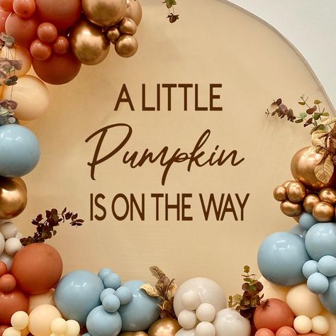 PLEASE READ BEFORE ORDERING   A LITTLE PUMPKIN IS ON THE WAY Baby Shower Party Decoration Sign Decal, Baby Decal for Party Backdrop Balloon Arch, Vinyl Party Decal, Party Sticker Sign Lettering Decals MATERIAL: Self-Adhesive Vinyl (please choose the desired color).  SIZE: Please choose between two sizing options!  If you are not sure about sizing for your project, PLEASE REACH OUT - WE ARE VERY RESPONSIVE! :)  Please note that this is hand made item and minor imperfections are to be expected.  A Fall Themed Baby Shower Backdrop, A Little Pumpkin Is On The Way Boy, Fall Baby Shower Balloon Arch, A Little Pumpkin Is On The Way Decor, Our Little Pumpkin Baby Shower Ideas, A Little Pumpkin Is On The Way, Fall Baby Shower Backdrop, Gender Reveal Fall, Party Balloon Arch