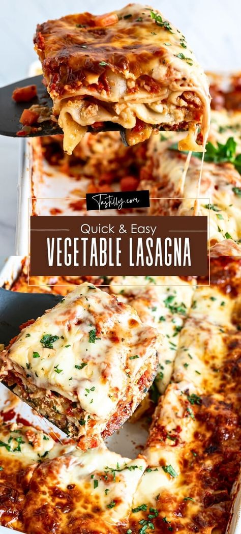 Quick & Easy Vegetable Lasagna Easy Veggie Lasagna, Pasta Tomato Sauce, Easy Vegetable Lasagna, Veggie Lasagna Recipe, Vegetarian Lasagna Recipe, Pasta Tomato, Easy Lasagna Recipe, Lasagne Recipes, Veggie Lasagna