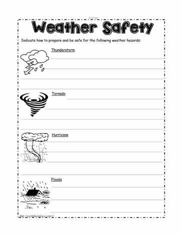 Weather Safety Weather And Climate Activities, 3rd Grade Teaching, Safety Worksheets, Climate Activities, Teaching Weather, Weather Worksheets, Second Grade Science, Safety Checklist, 2nd Grade Math Worksheets