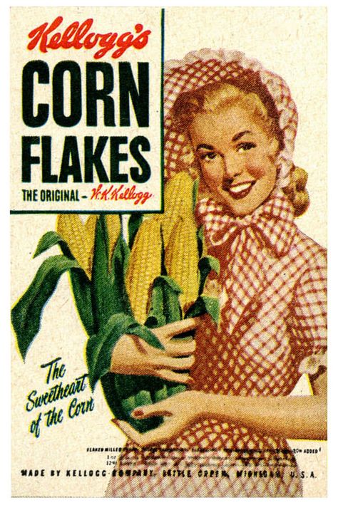 The Sweetheart of the Corn - Corn Flakes ad from 1954 Vintage Cereal, Vintage Food Posters, Vintage Advertising Posters, Old Advertisements, Vintage Packaging, Corn Flakes, Retro Advertising, Retro Ads, Outdoor Quotes